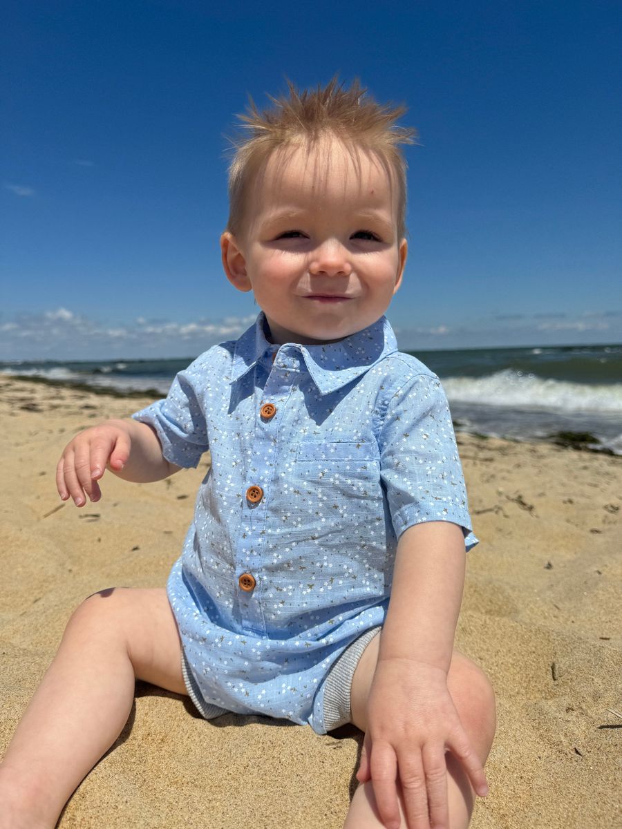 Blue Floral Helford Onesie