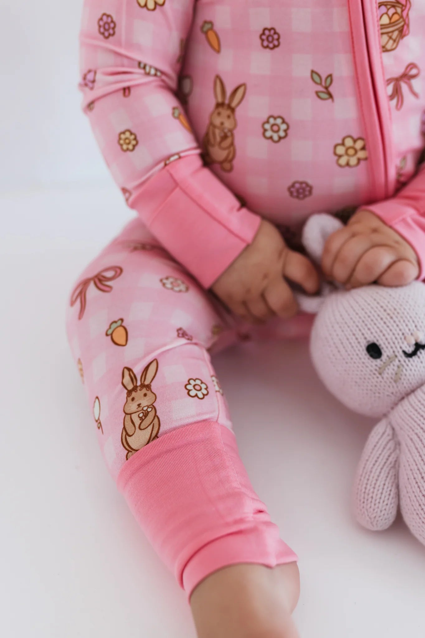 Gingham Bunny Zipper Romper
