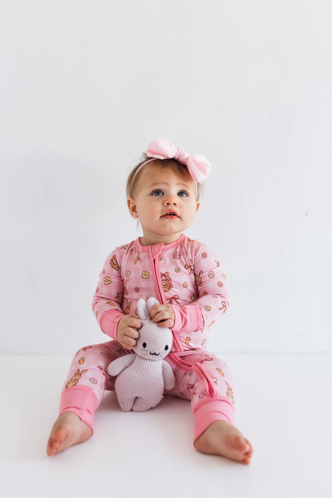 Gingham Bunny Zipper Romper