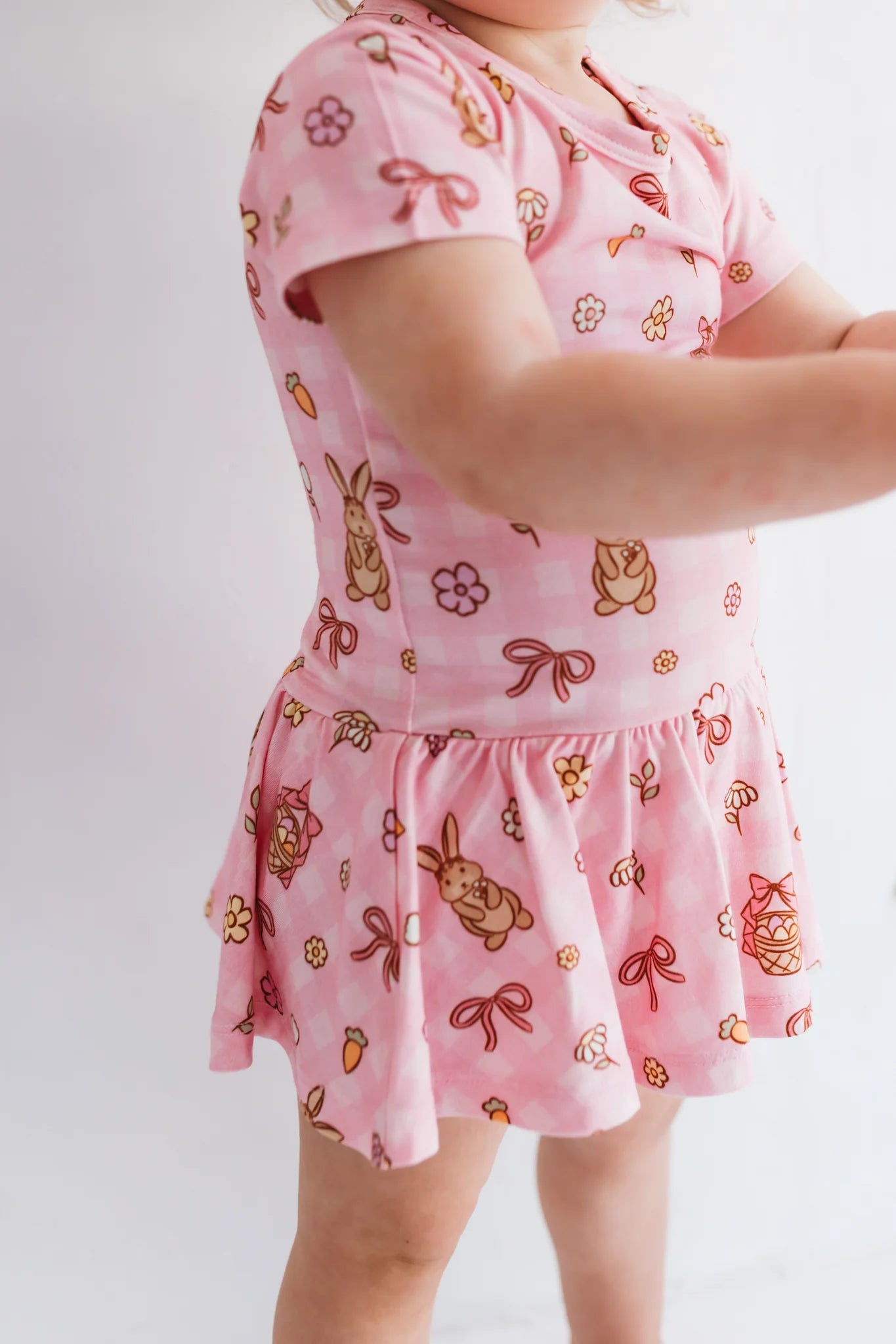 Gingham Bunny Twirl Bodysuit Dress