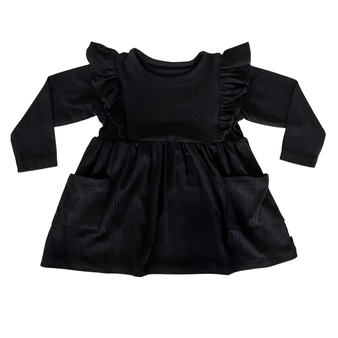 Black Ribbed Bamboo Dress
