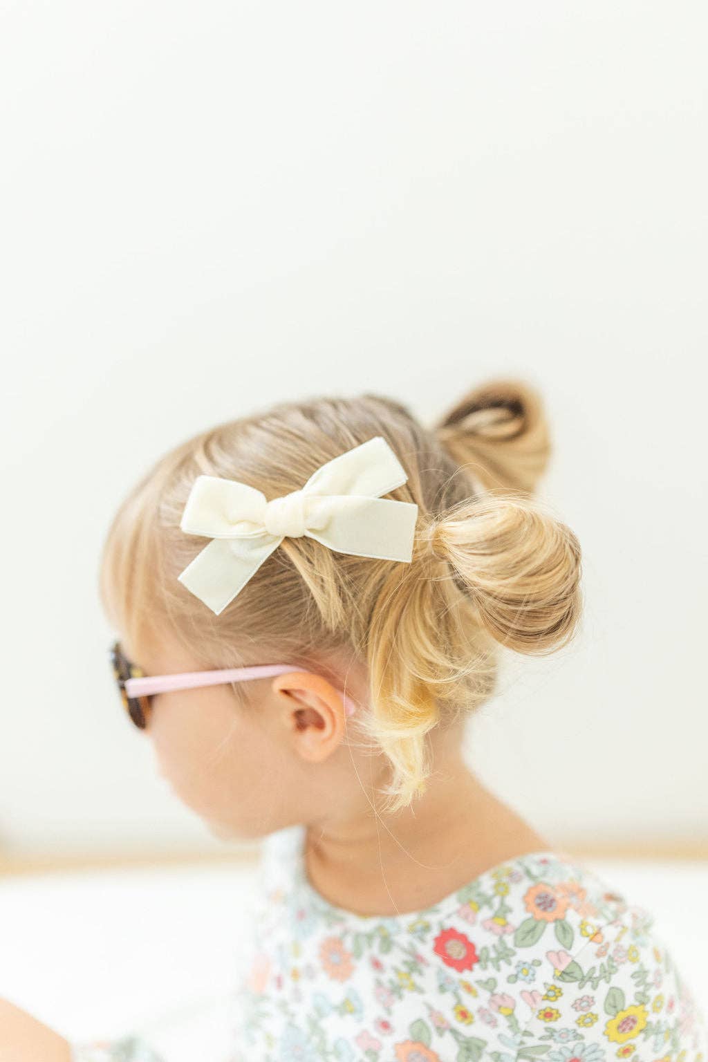 Cream Mini Velvet Pigtail Bows