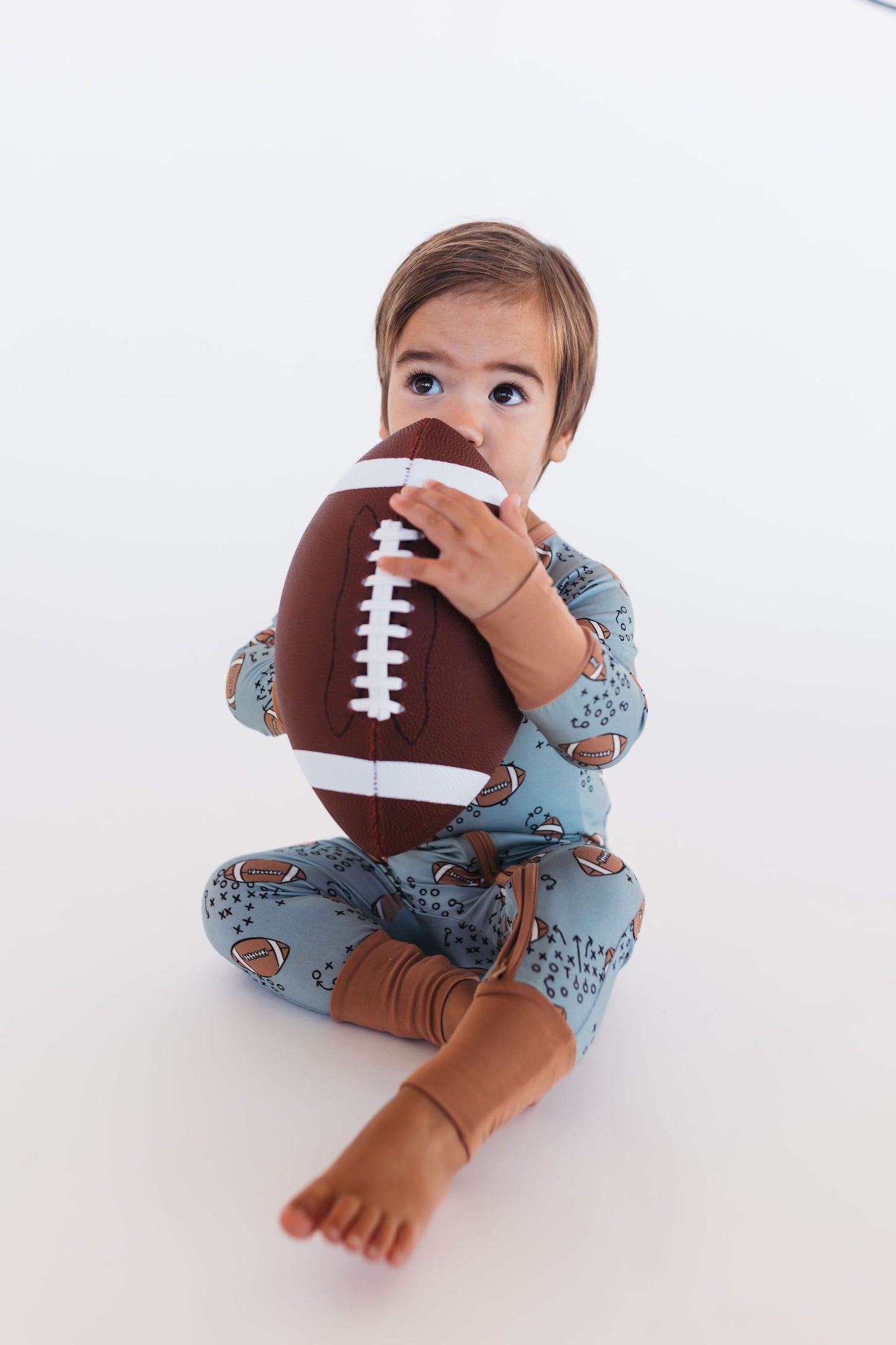 Green Football Zipper Romper