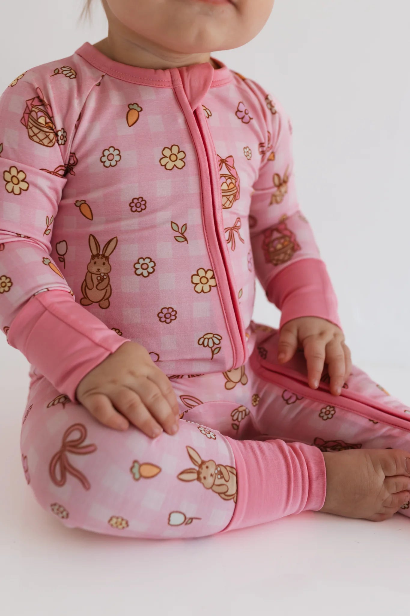 Gingham Bunny Zipper Romper