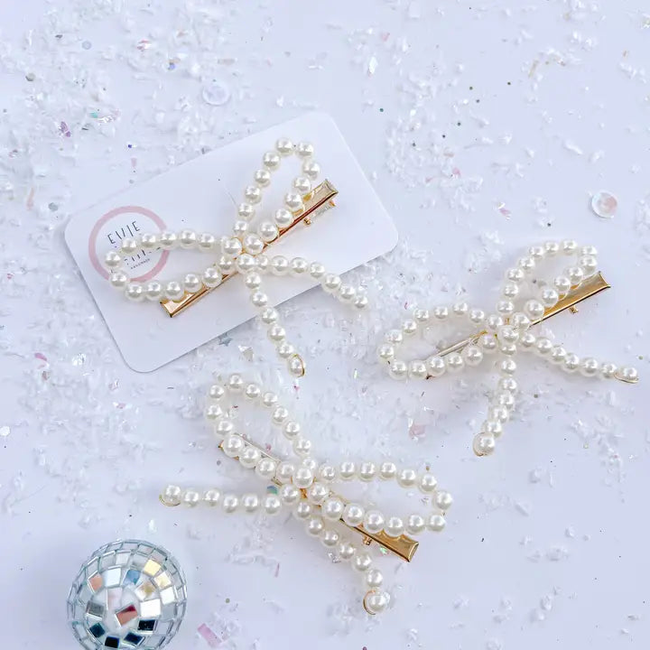 Pearl Bow Hair Barrette