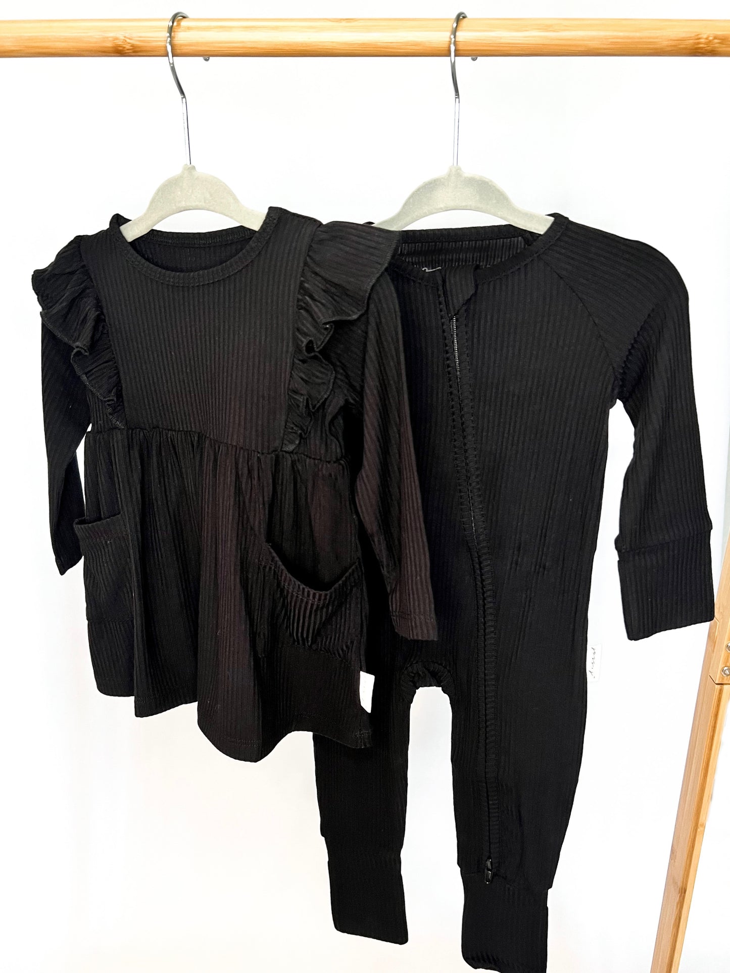 Black Ribbed Bamboo Dress
