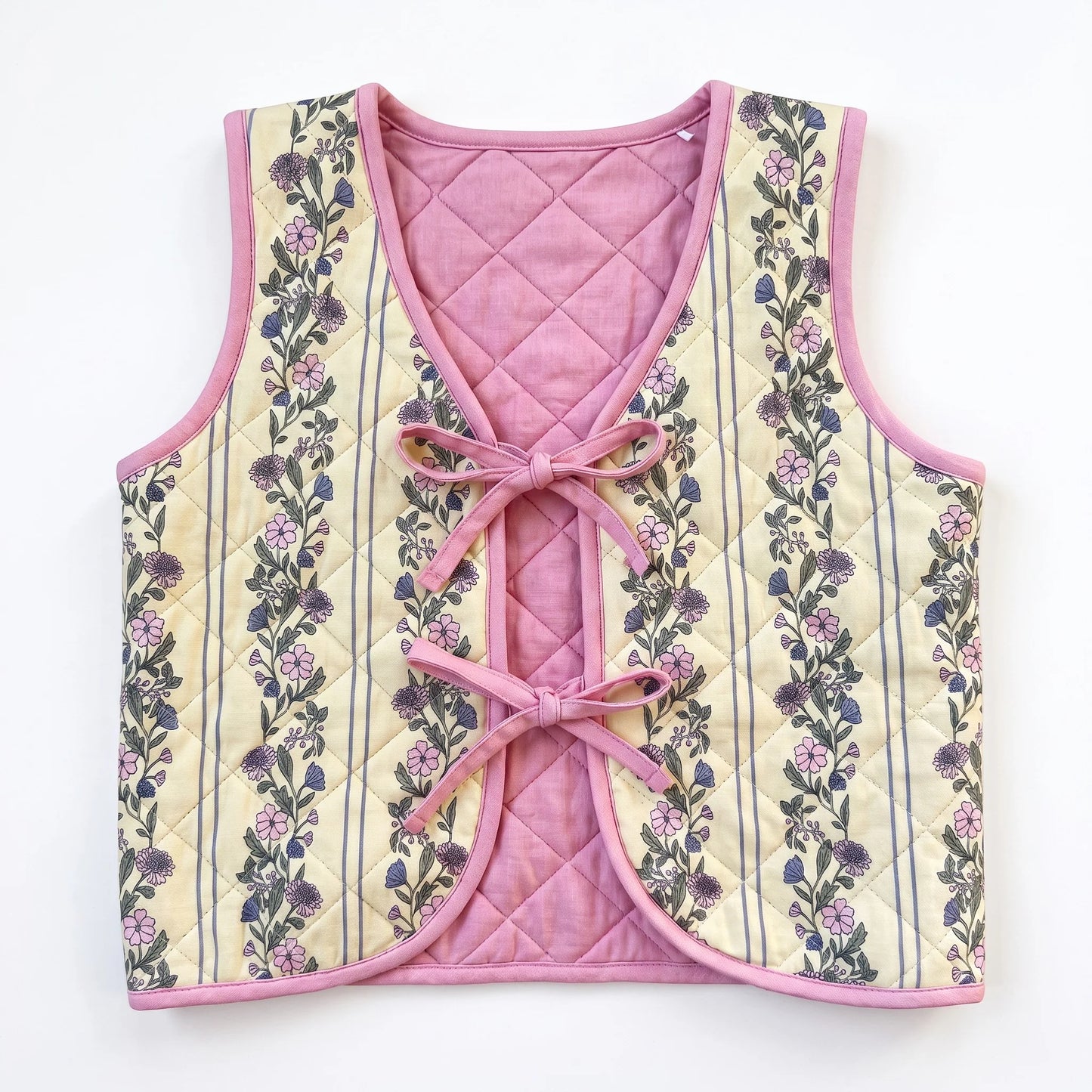 Yellow Floral Quilted Vest