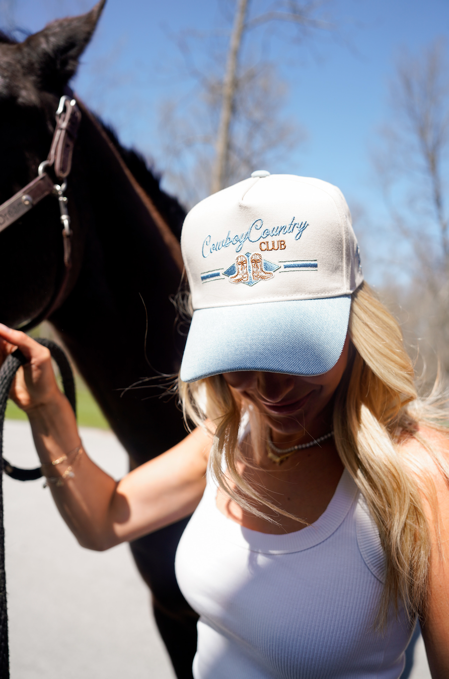 Cowboy Country Club - Denim Vintage Trucker Hat