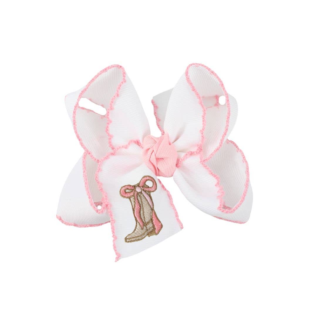 Light Pink Embroidered Boot Bow