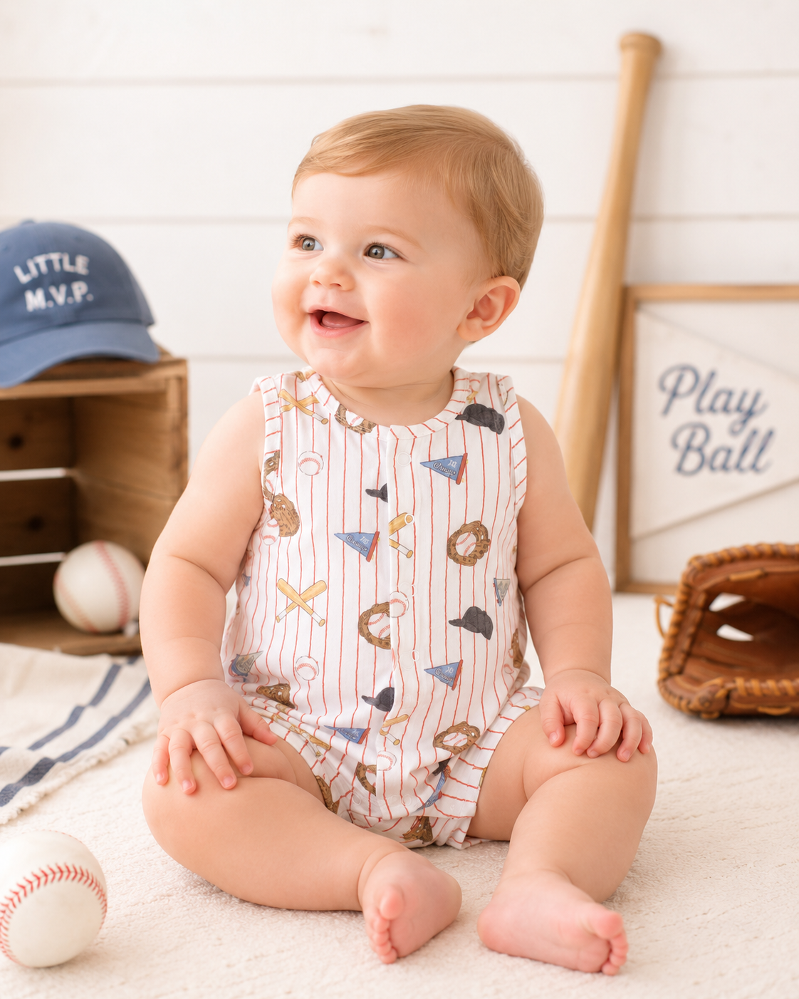 Vintage Baseball Shortie Romper