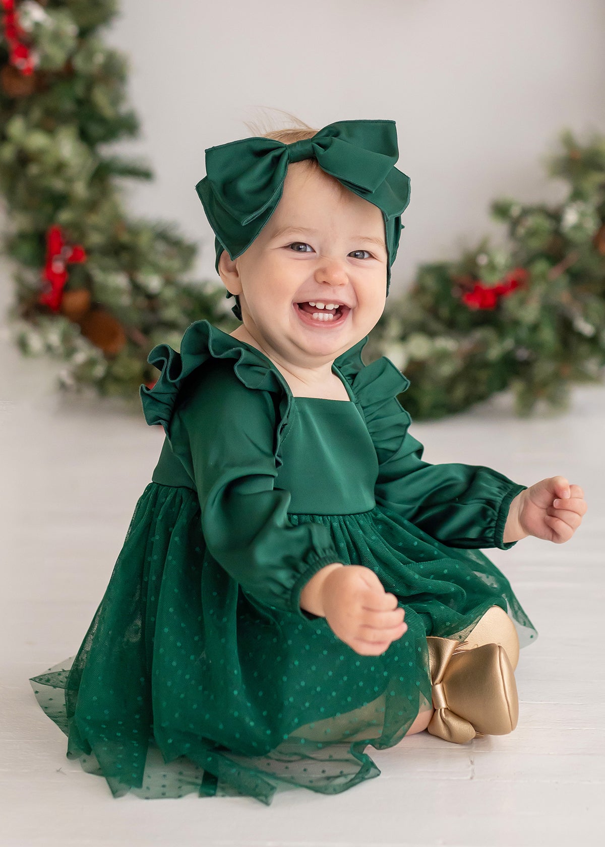Mistletoe Satin Baby Dress