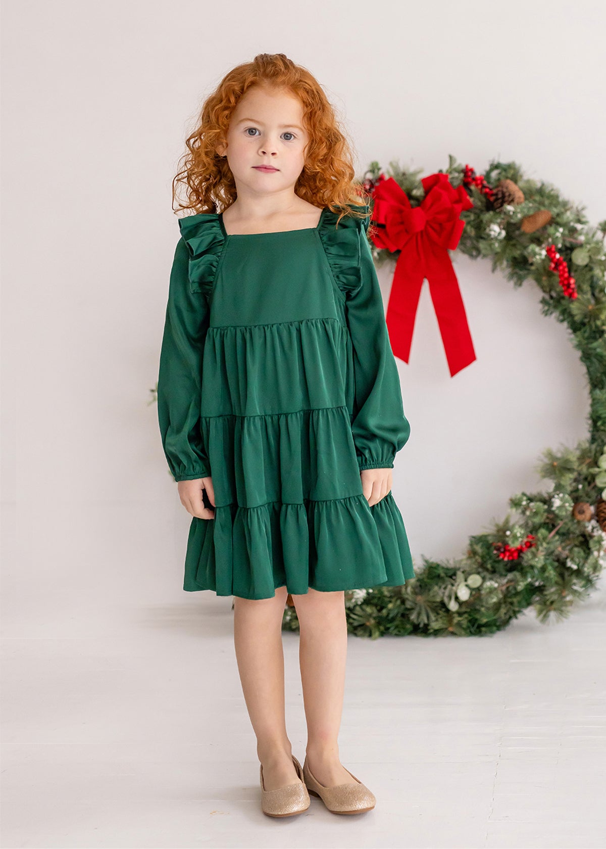 Mistletoe Satin Toddler Dress