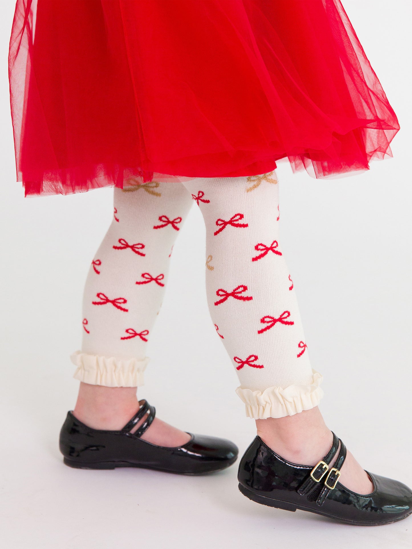 Bow Footless Ruffle Tights