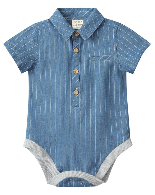 Dark Chambray Stripe Onesie