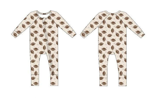 Football Ribbed Zipper Pajamas