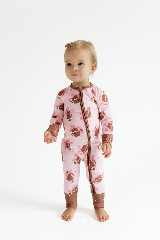 Game Day Bows Zipper Romper