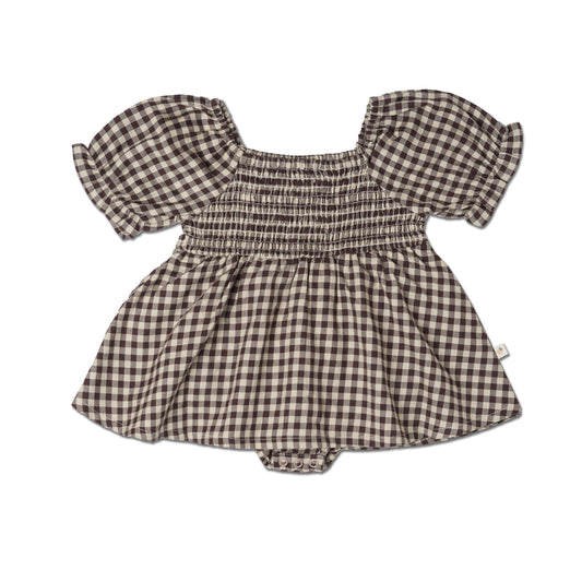 Gingham Checks Smocked Dress