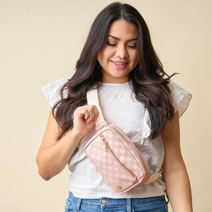 Blush Check Belt Bag