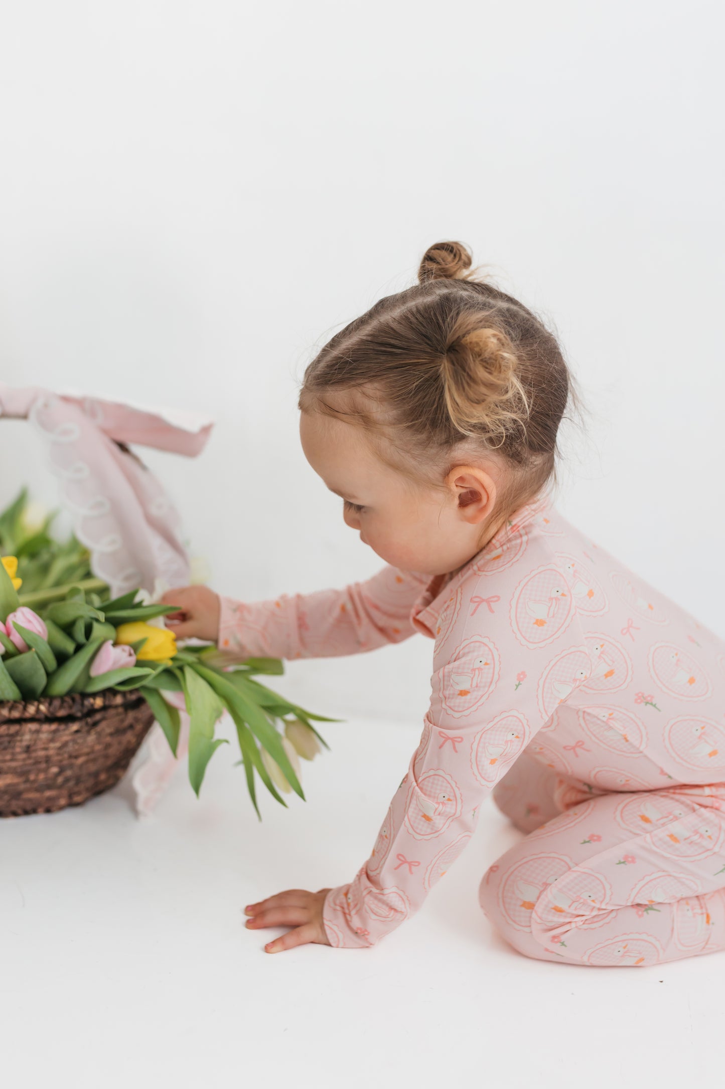 Pink Little Goose Zipper Romper