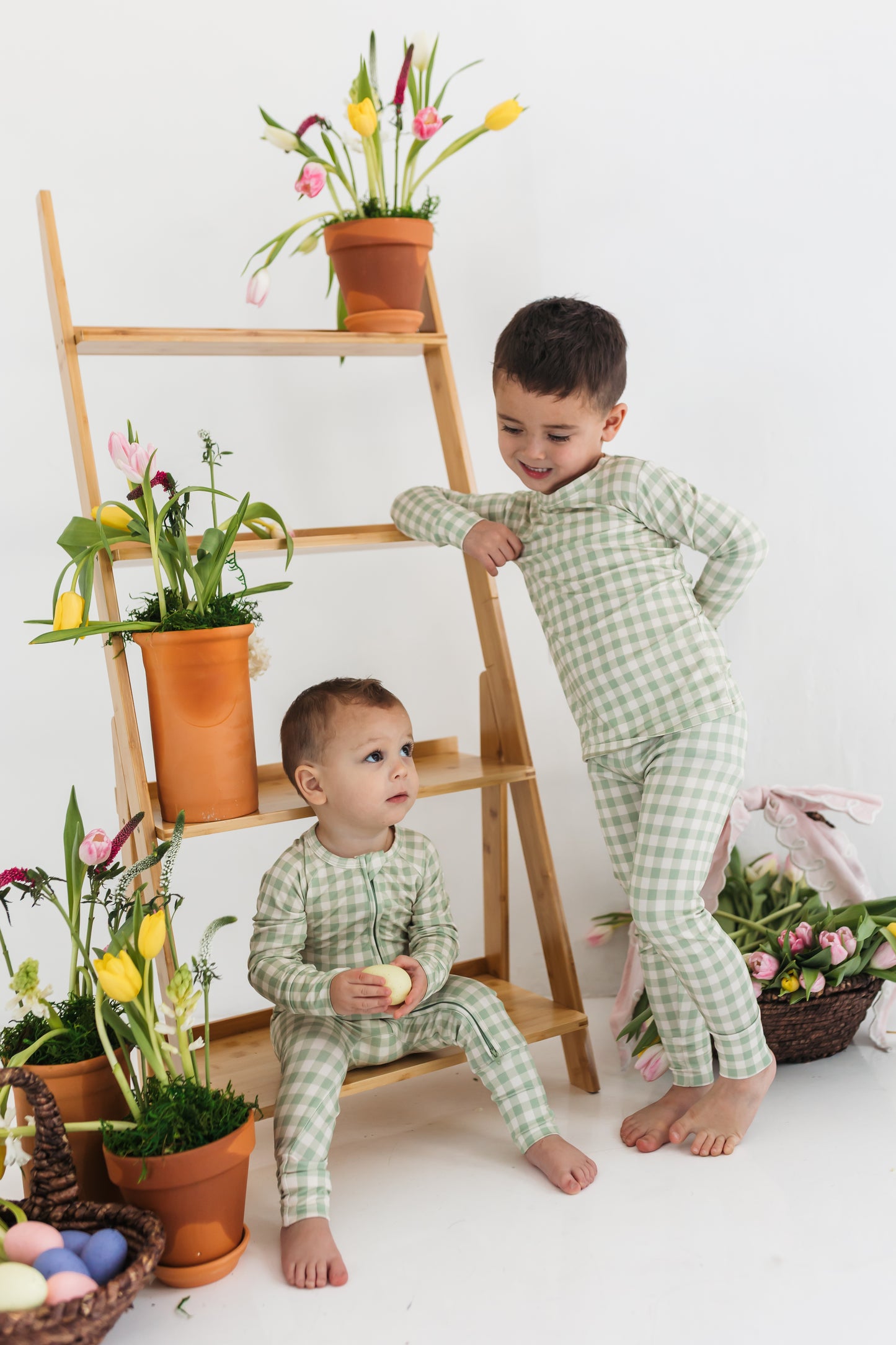 Green Gingham Two Piece Set