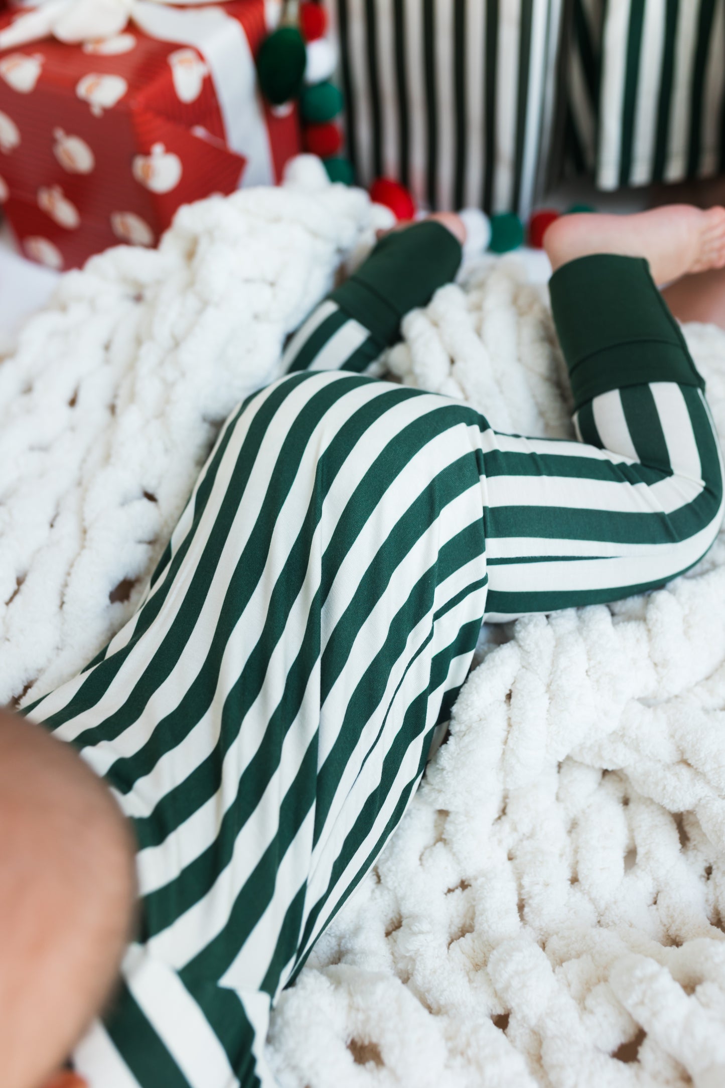 Green Stripe Zipper Romper