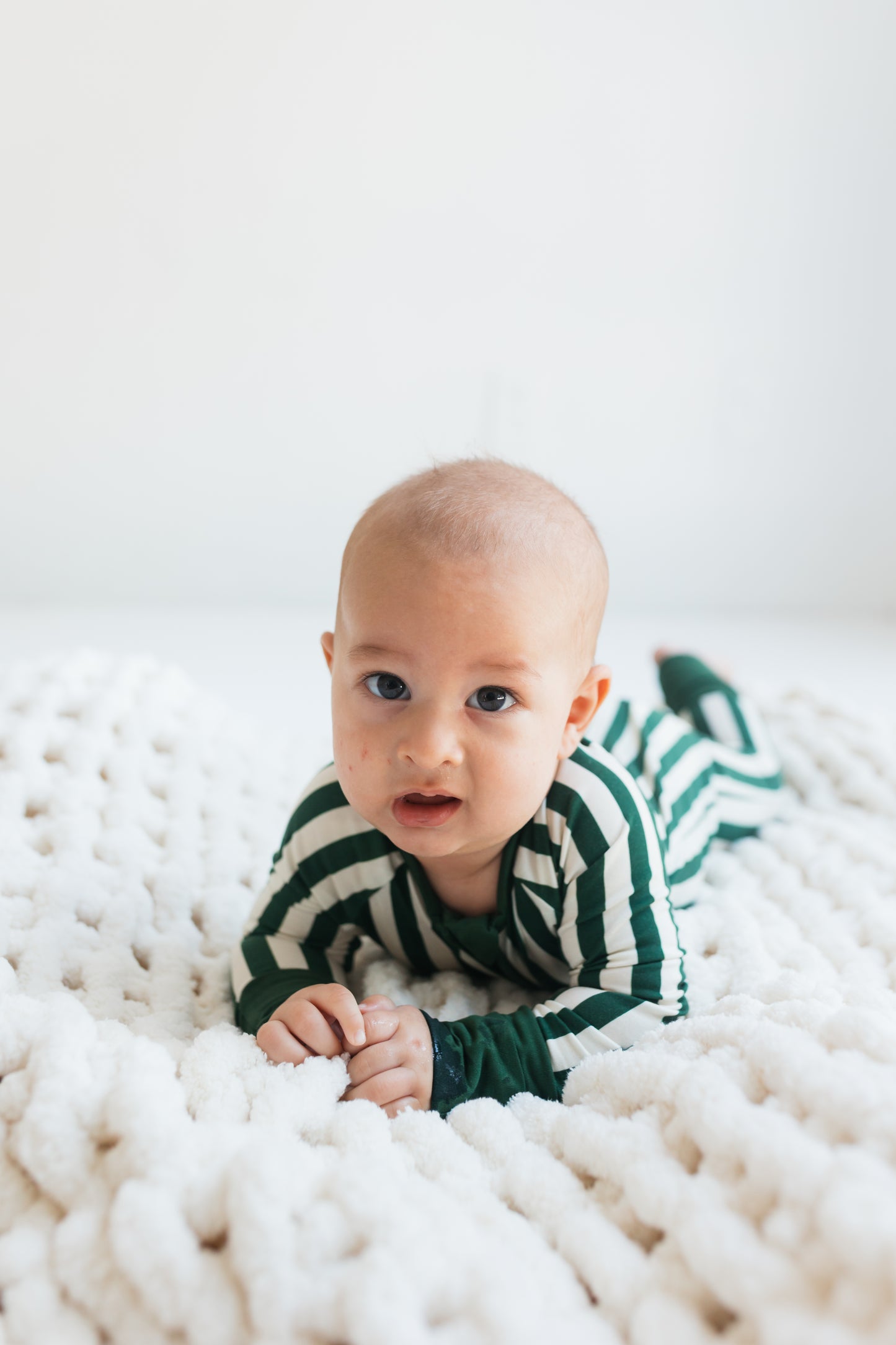 Green Stripe Zipper Romper
