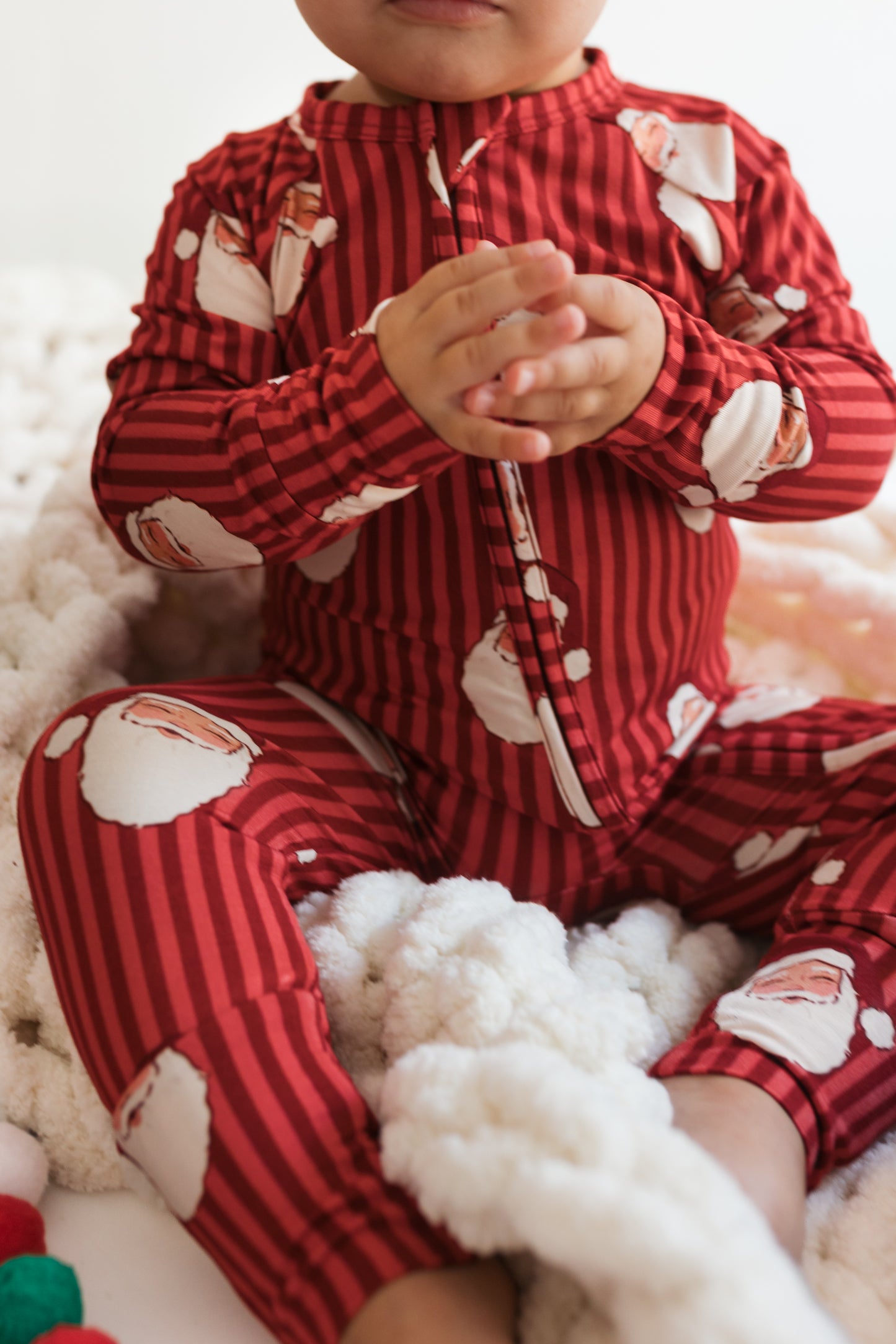 Santa Stripe Zipper Romper