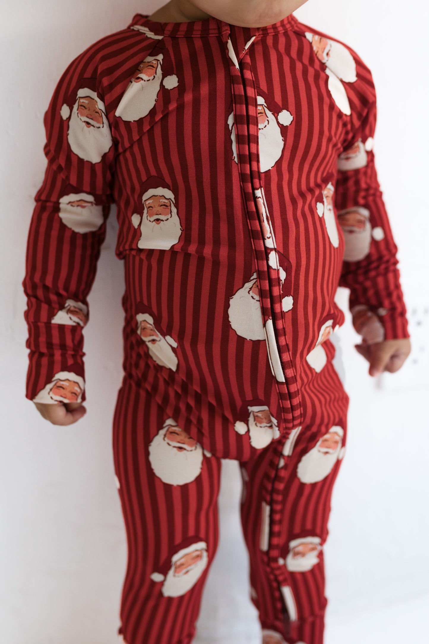 Santa Stripe Zipper Romper