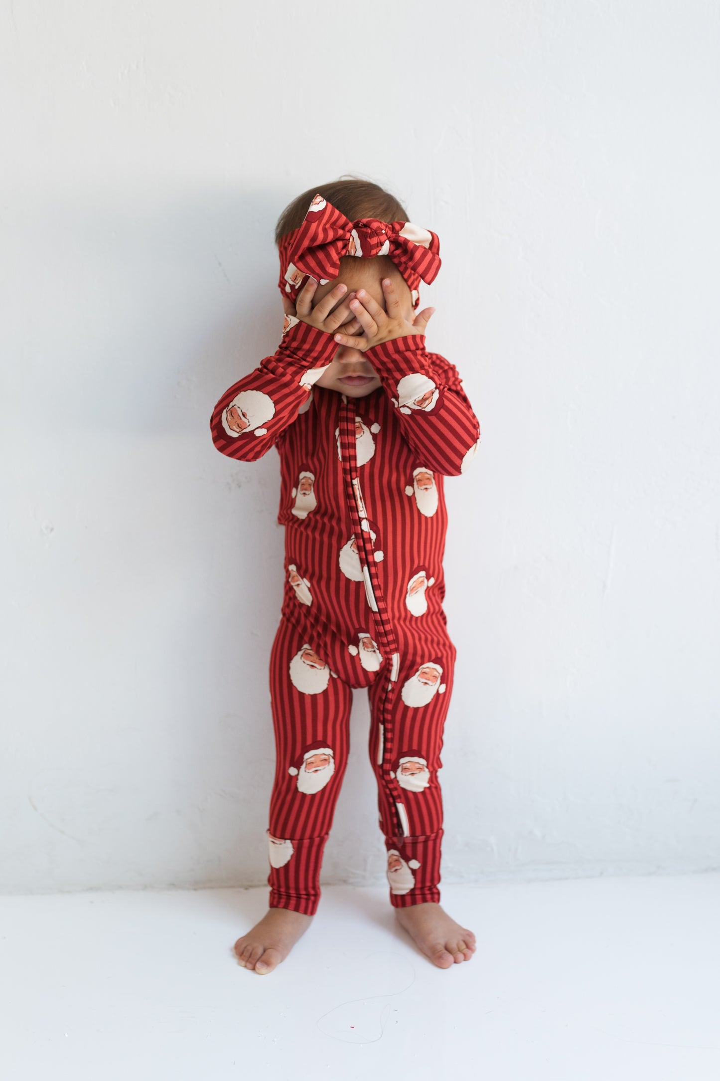 Santa Stripe Zipper Romper