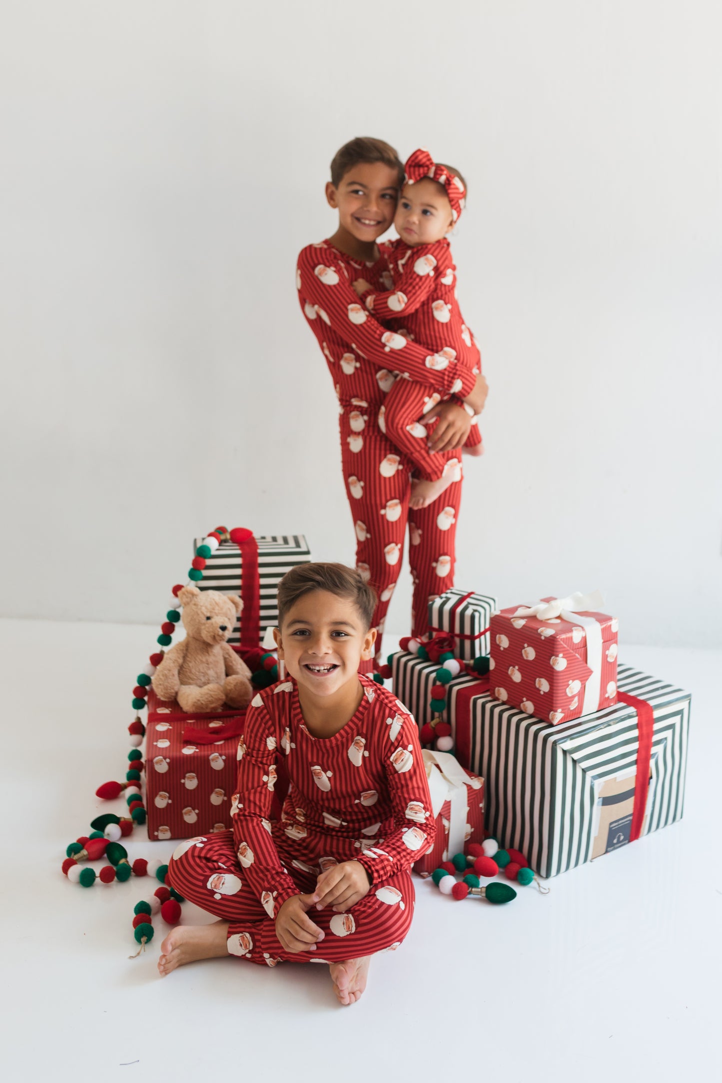 Santa Stripe Zipper Romper