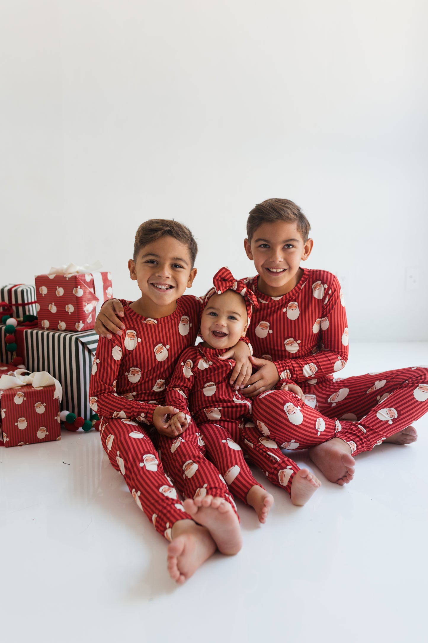 Santa Stripe Zipper Romper