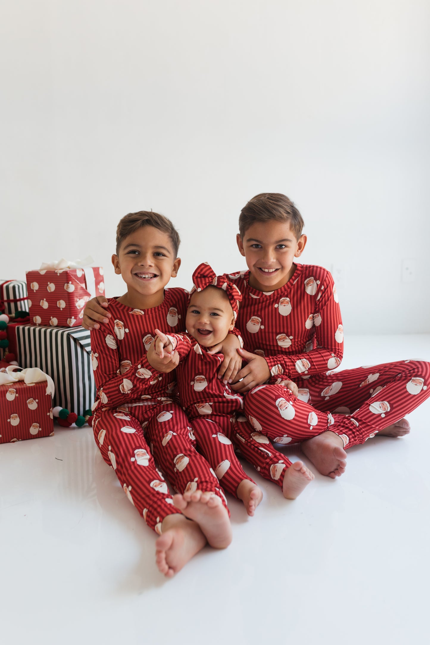 Santa Stripe Zipper Romper
