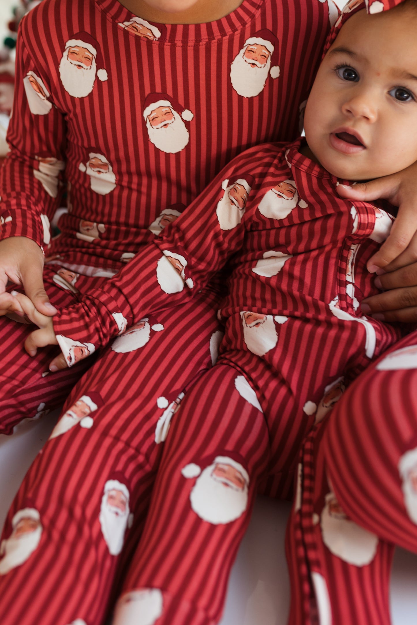 Santa Stripe Zipper Romper