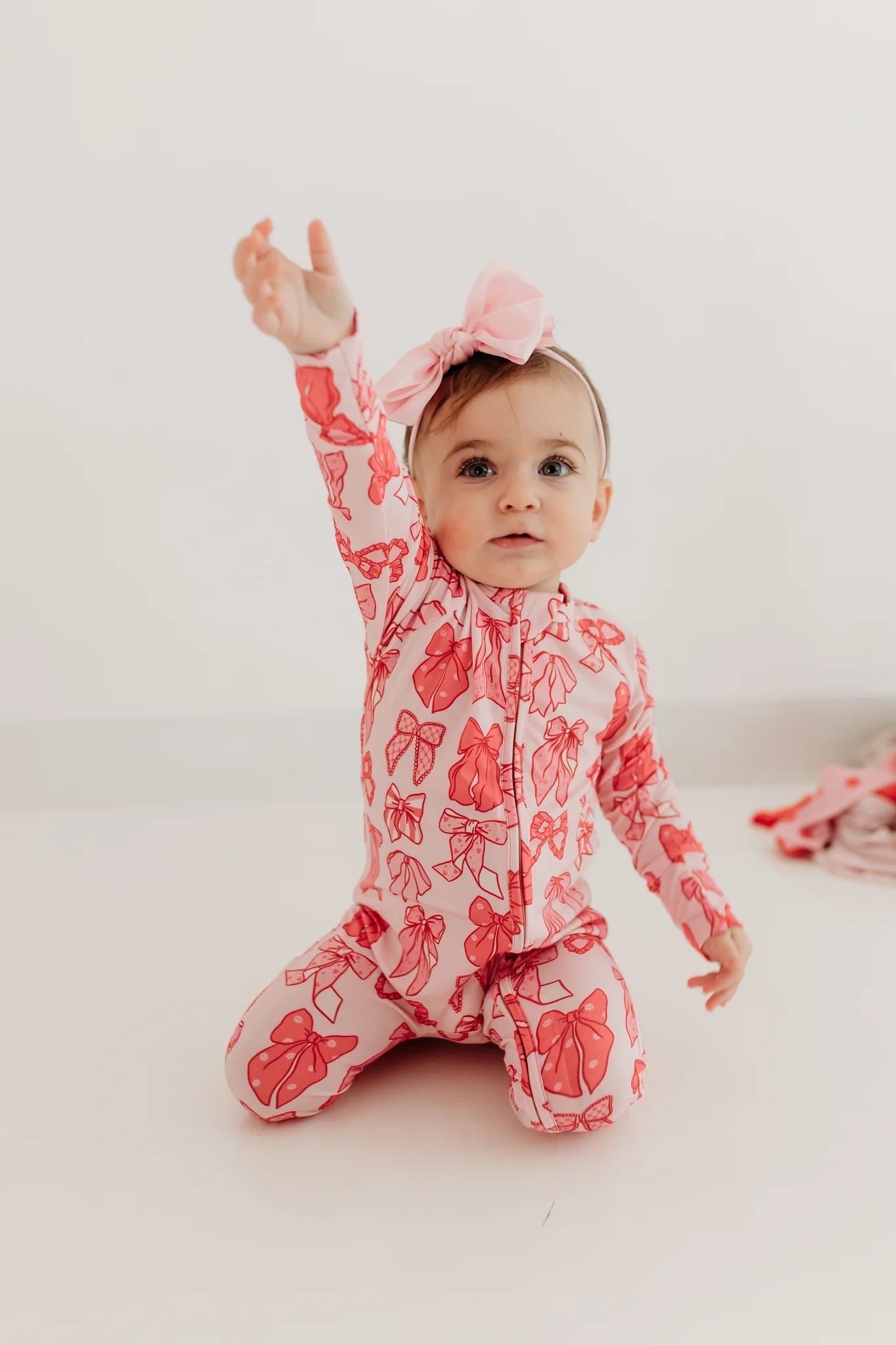 Valentine Bows Zipper Romper