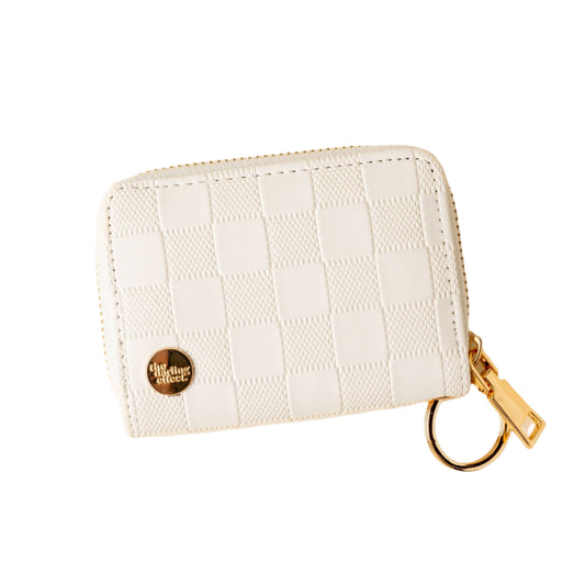 White Zip Keychain Wallet