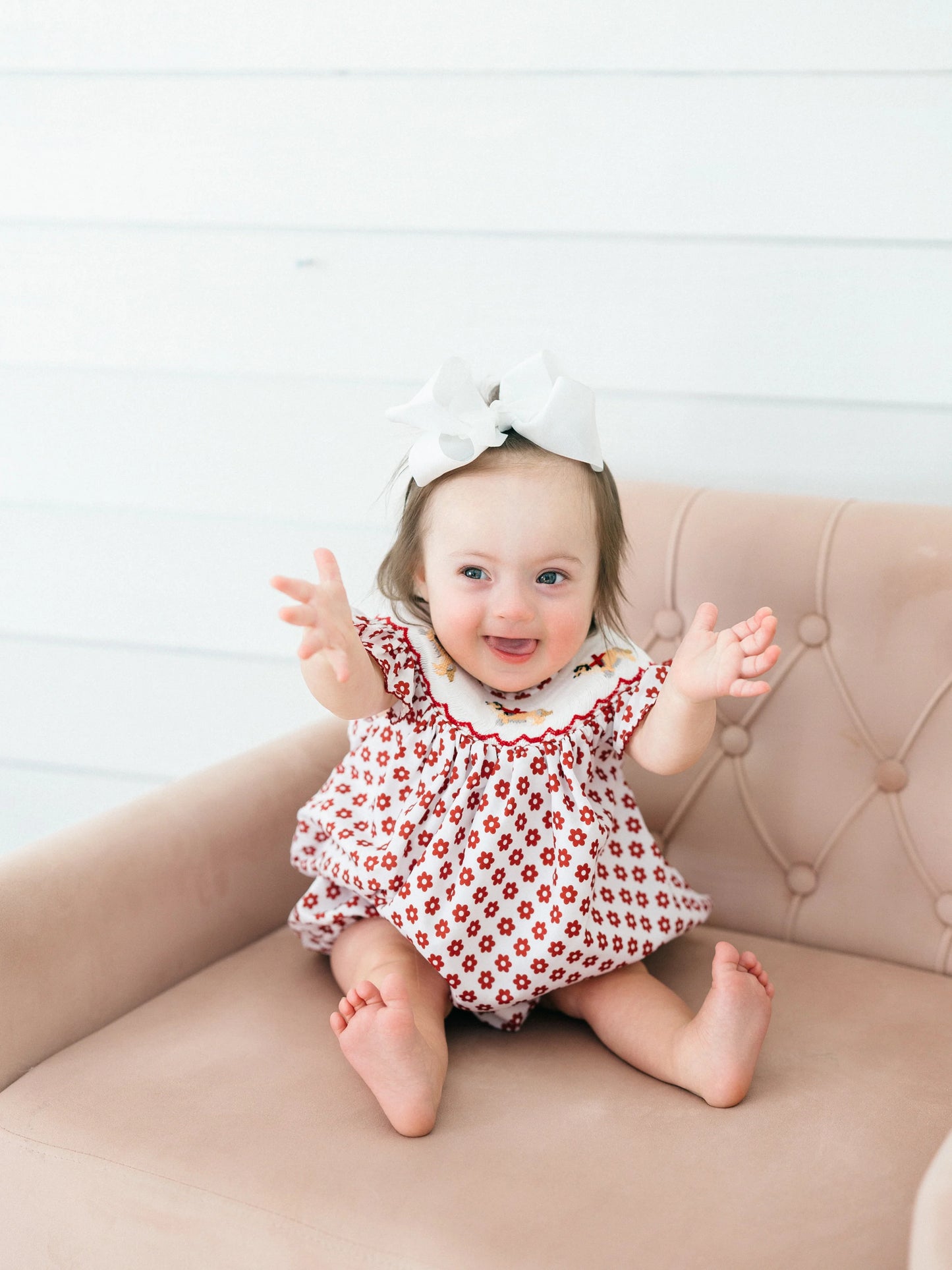 Maroon Collie Smocked Bubble
