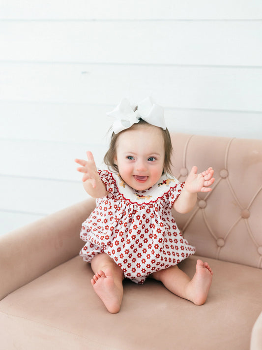 Maroon Collie Smocked Bubble