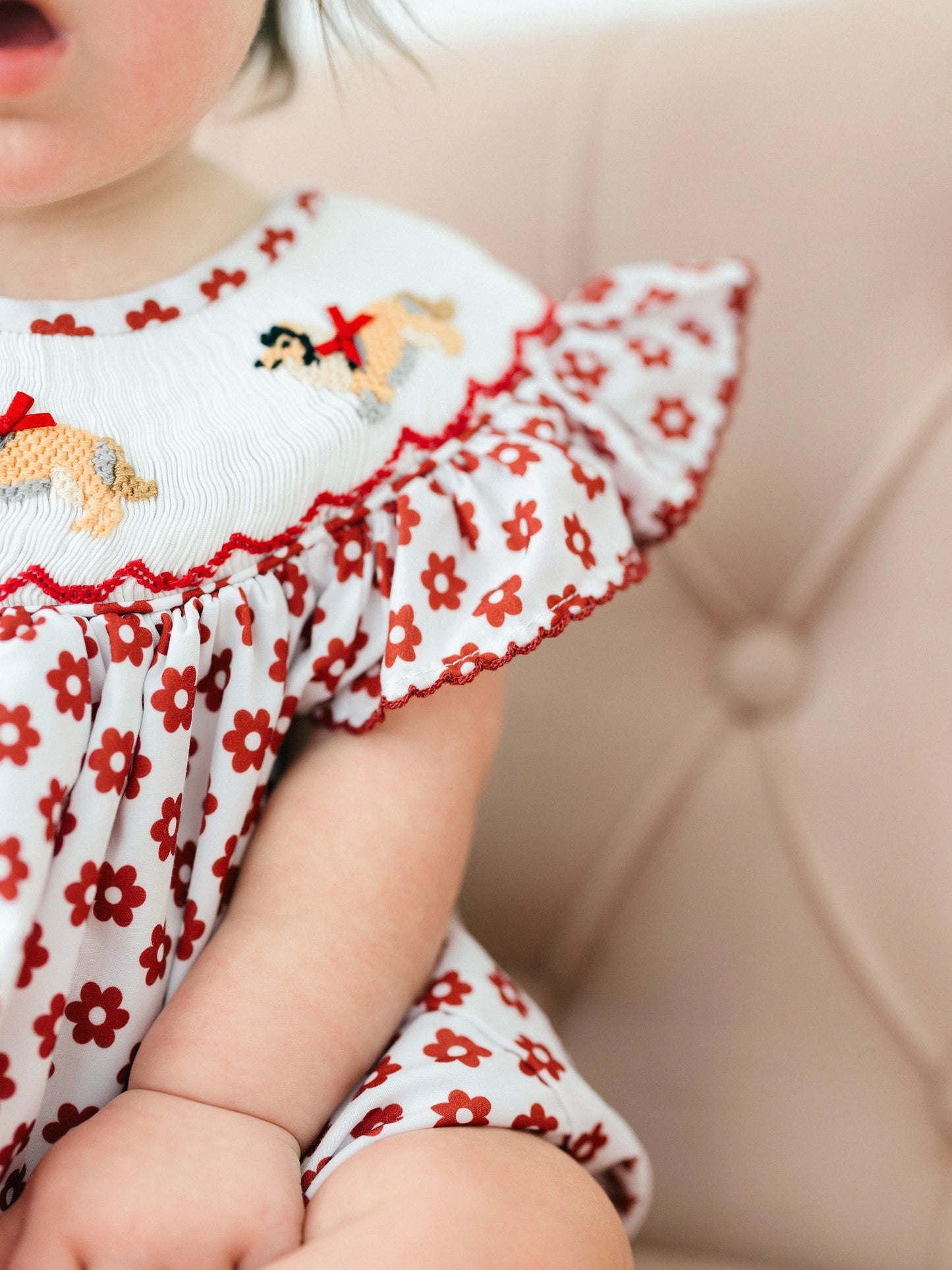 Maroon Collie Smocked Bubble