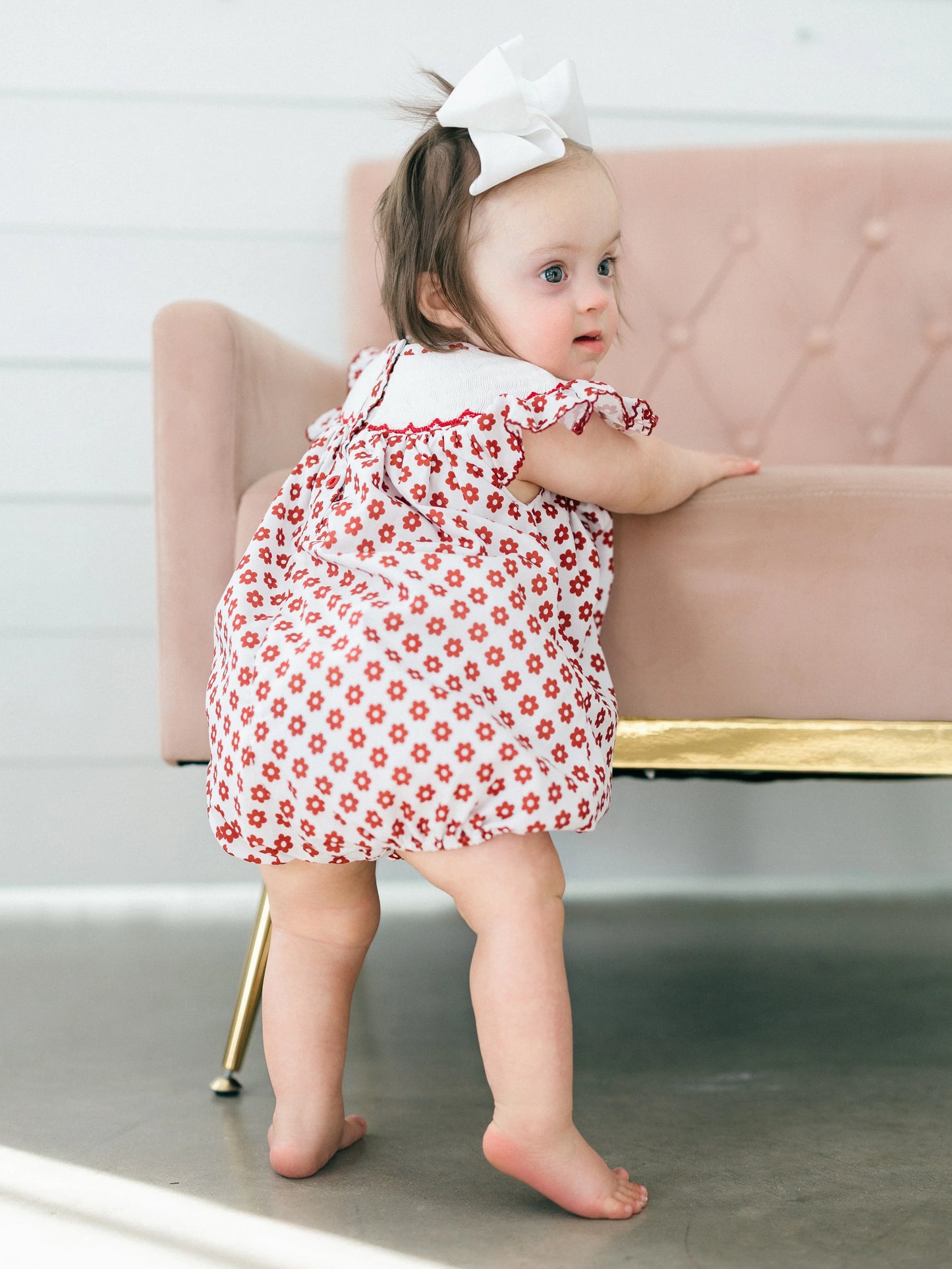 Maroon Collie Smocked Bubble