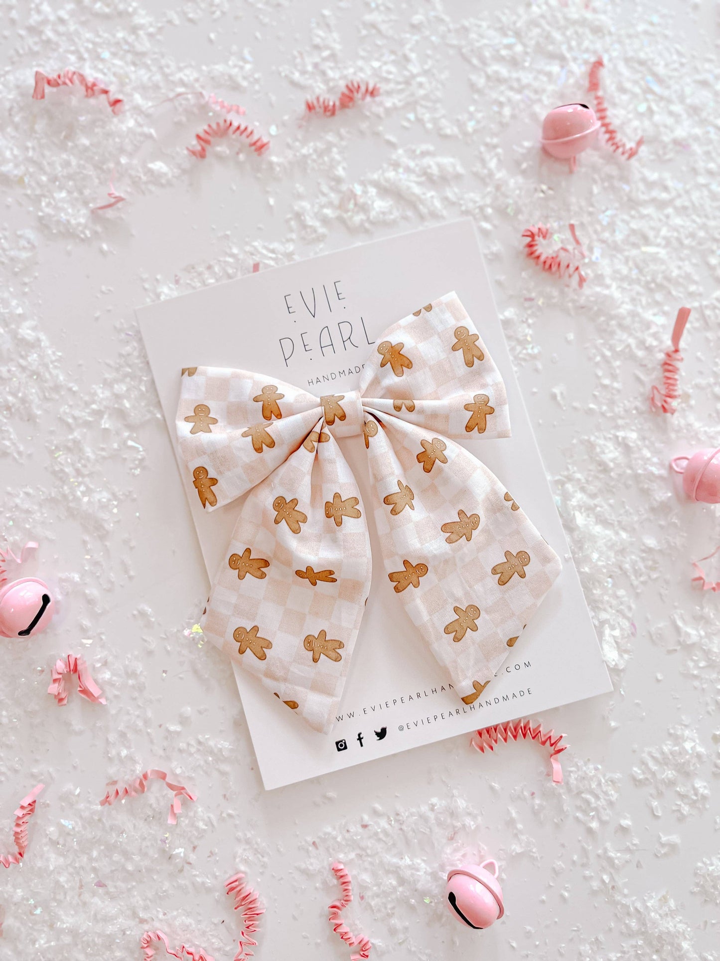 Gingerbread Pink Checkered Sailor Bow
