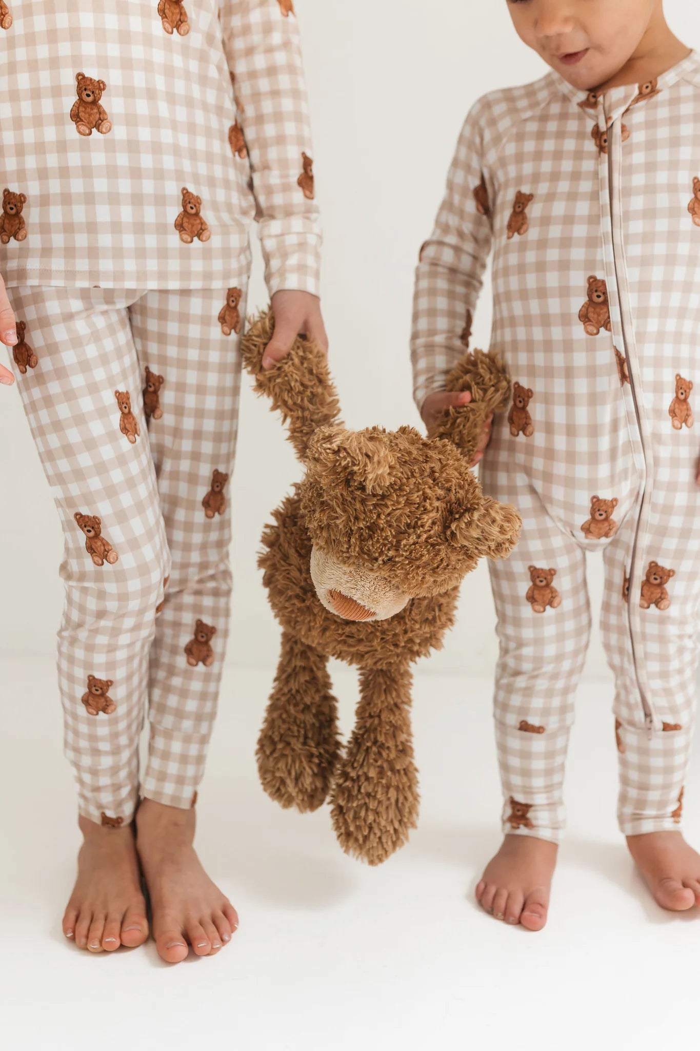 Teddy Gingham Zipper Romper