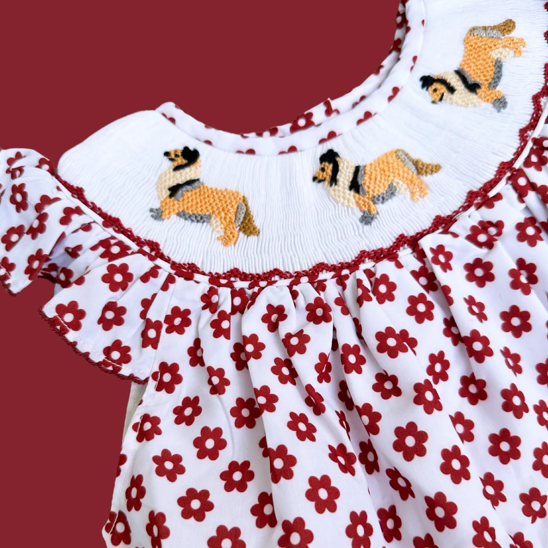 Maroon Collie Smocked Dress