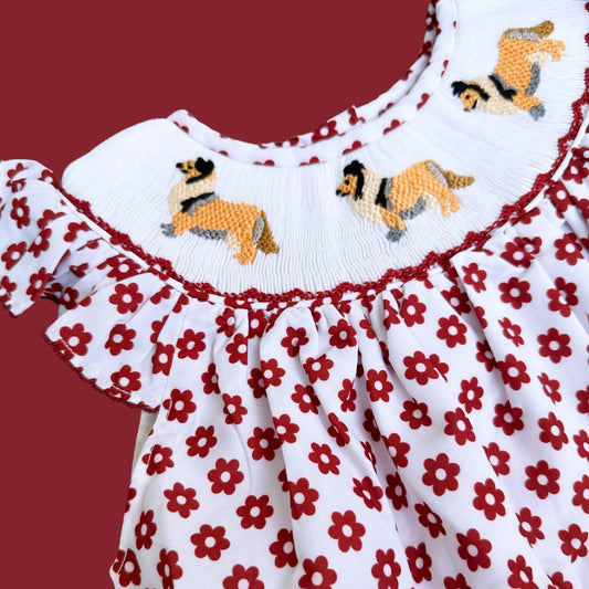 Maroon Collie Smocked Dress