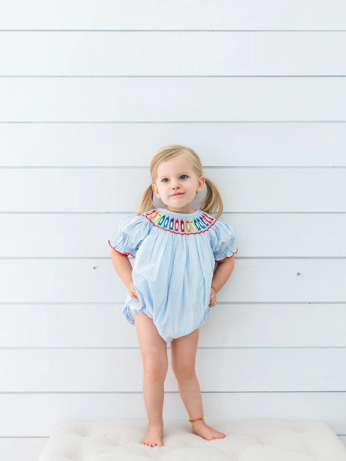 Blue Crayon Smocked Bubble