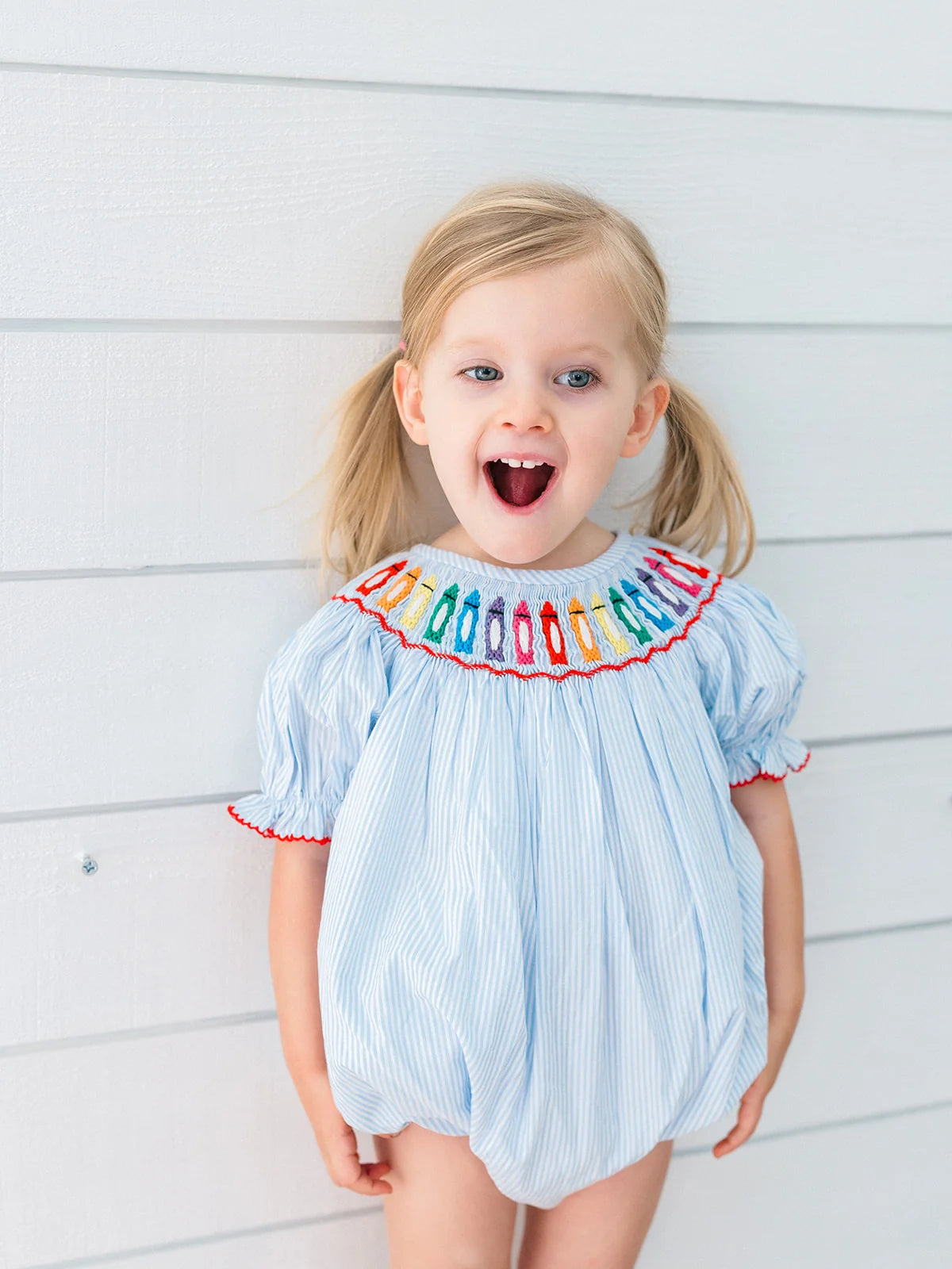 Blue Crayon Smocked Bubble