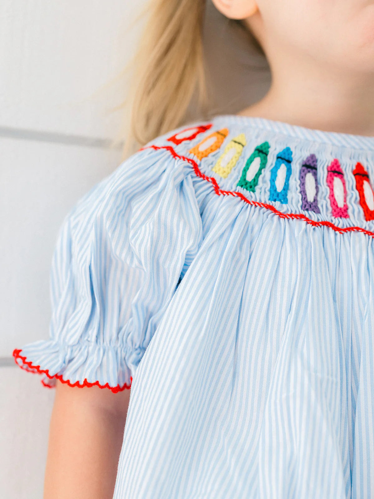 Blue Crayon Smocked Bubble