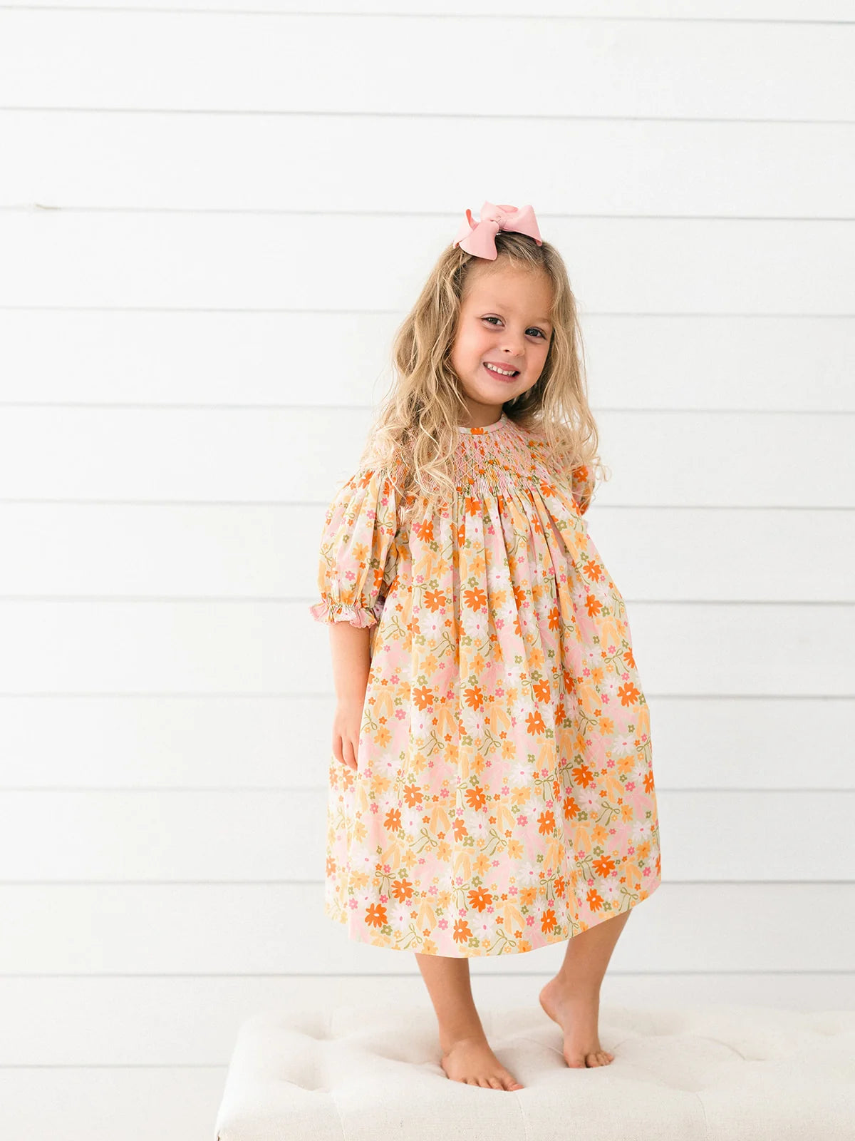 Fall Flowers Smocked Dress