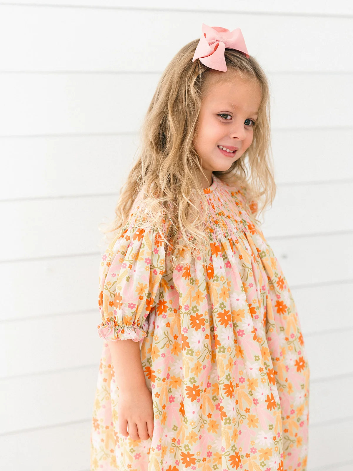 Fall Flowers Smocked Dress