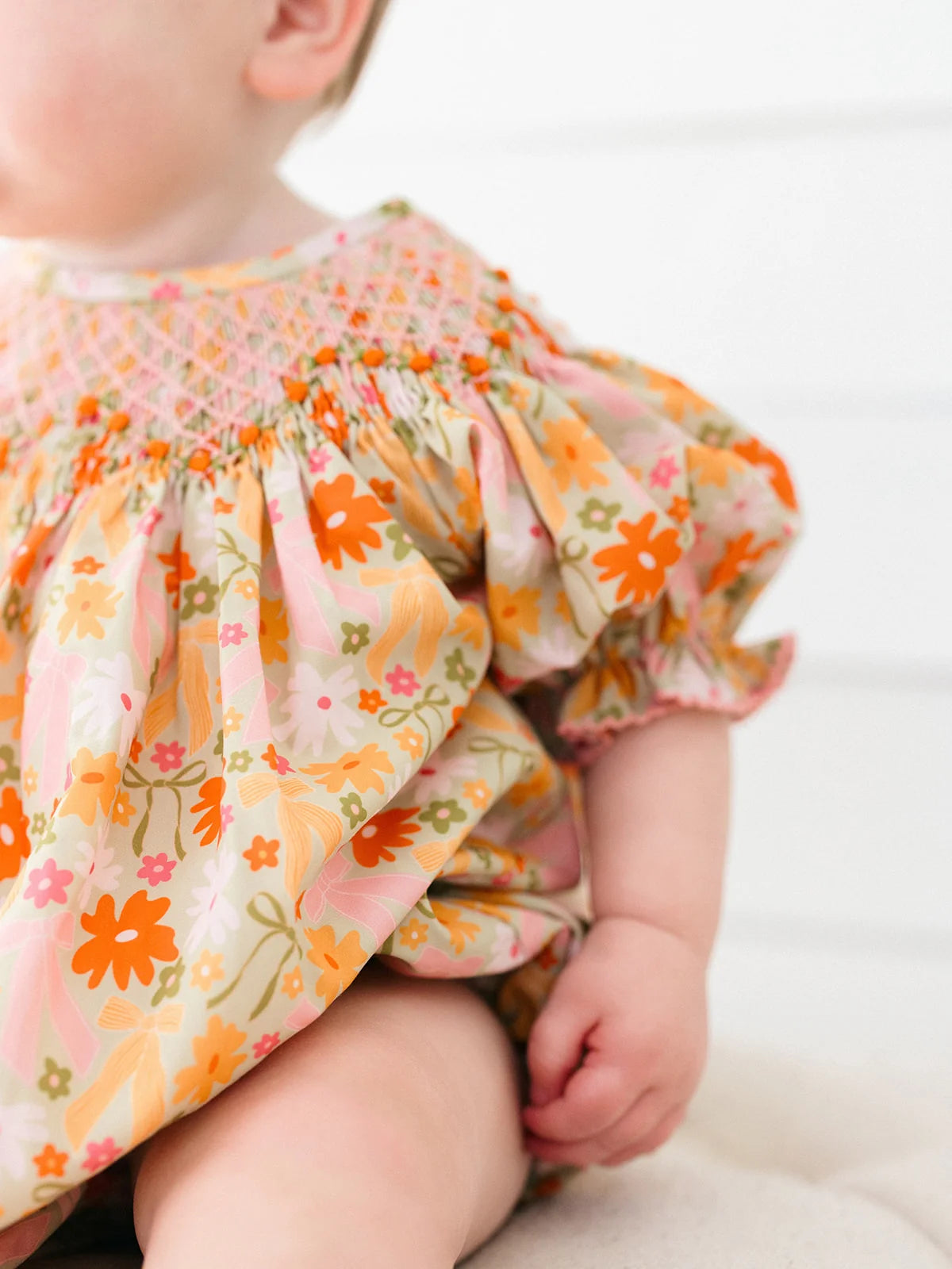 Fall Flowers Smocked Bubble