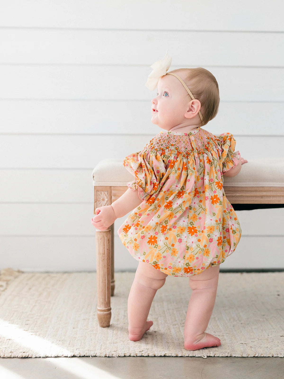 Fall Flowers Smocked Bubble